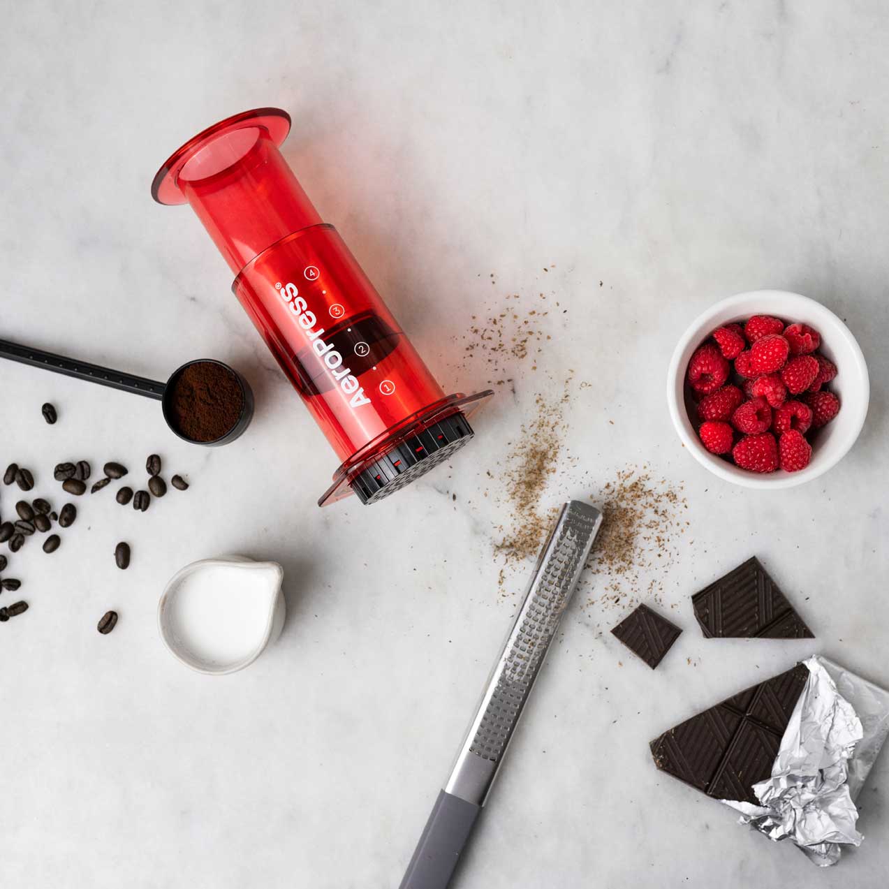 AeroPress Clear Coffee Maker - Red